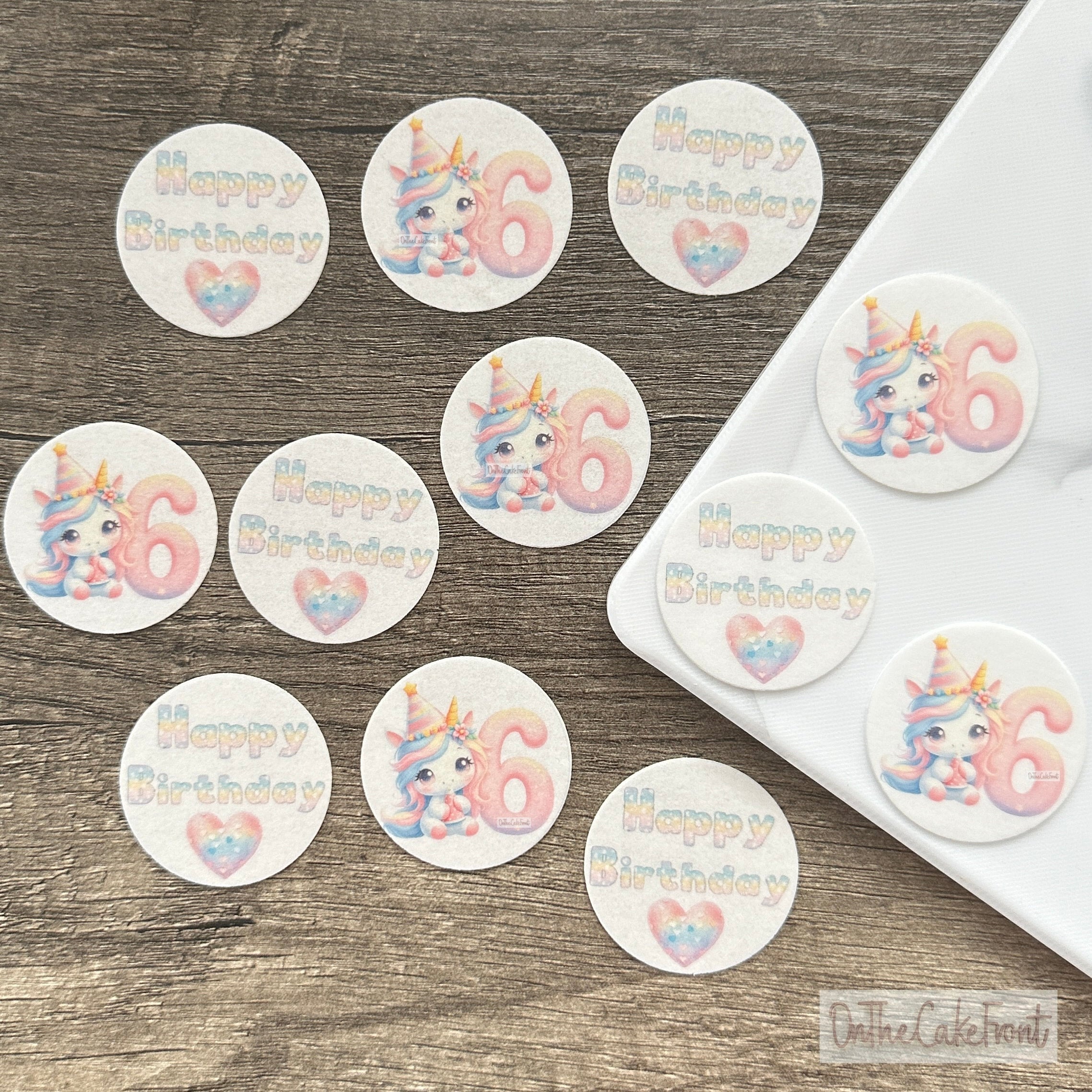 12 Unicorn Age 6 Birthday Pastel Cupcake Toppers Edible Wafer | On The ...
