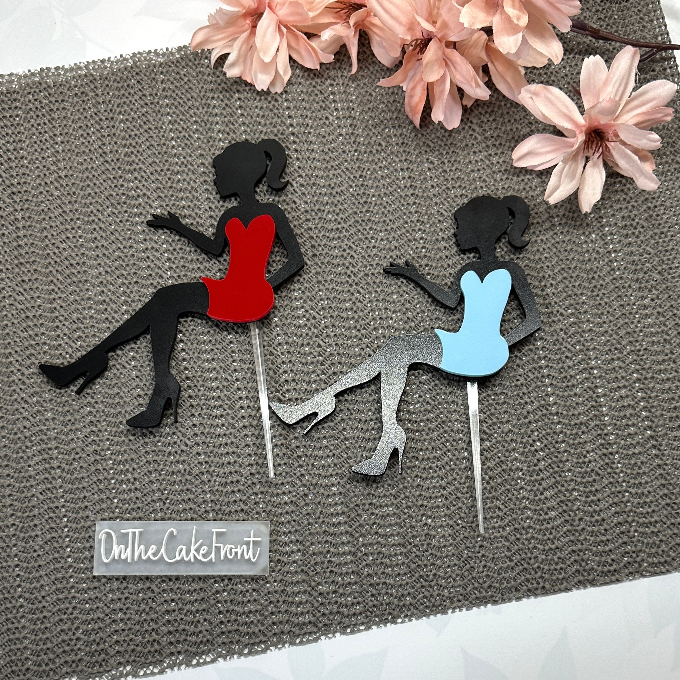 Wood Lady Cake Topper Silhouette Side Sitting Acrylic Dress Decoration | On The Cake Front Wood Lady Cake Topper Silhouette Side Sitting Acrylic Dress Decoration | On The Cake Front